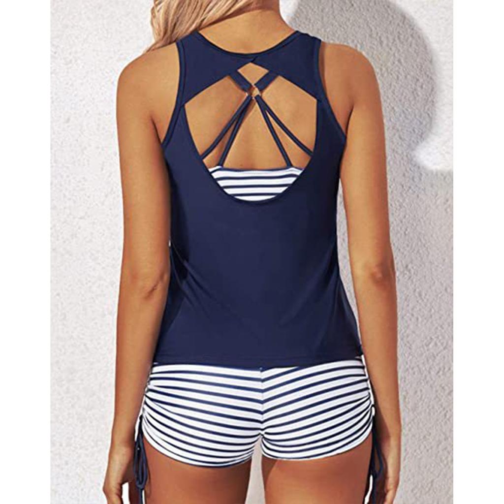 Women's Swimsuit Cross Gathered Skirt Swimsuit Three Piece Set