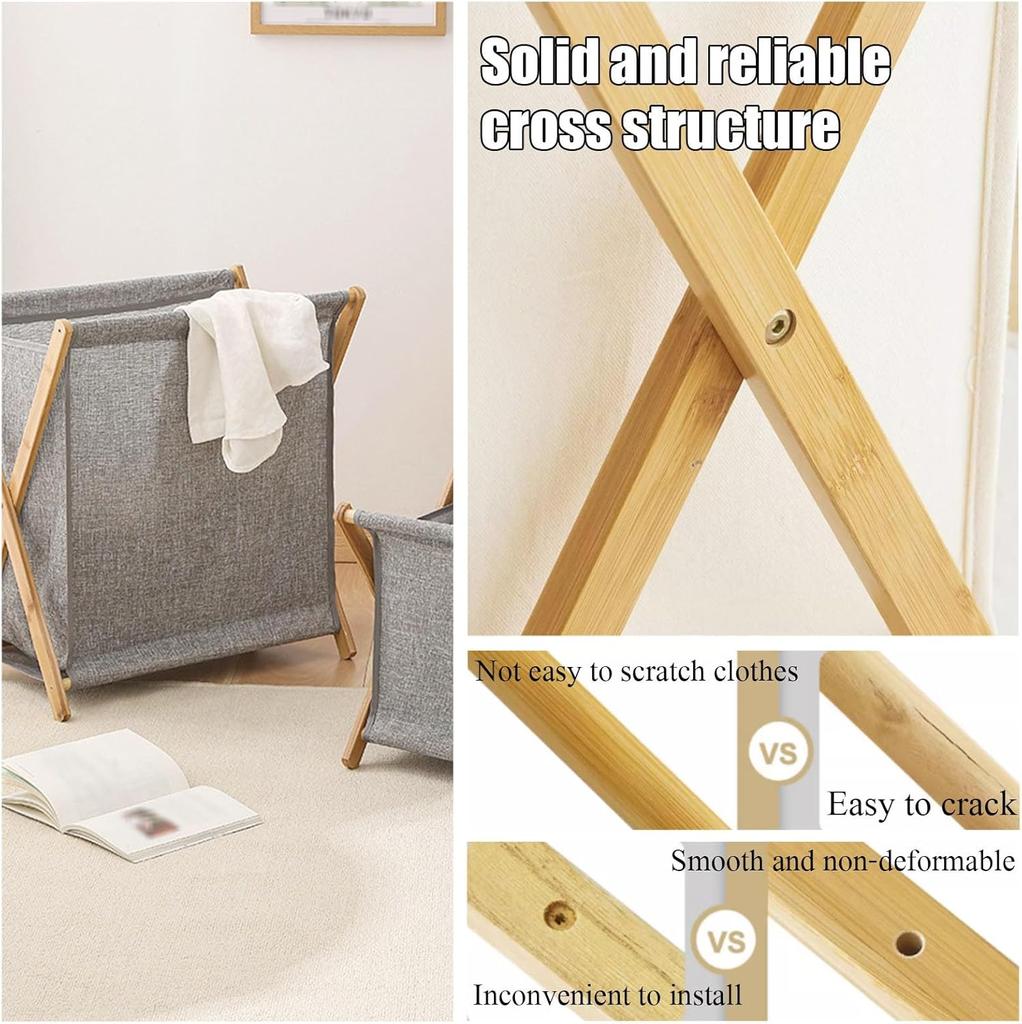 Freestanding Laundry Hamper with 3 Removable Bags - Collapsible Closet Organizer Basket Table, Space-Saving Dirty Clothes Sorter