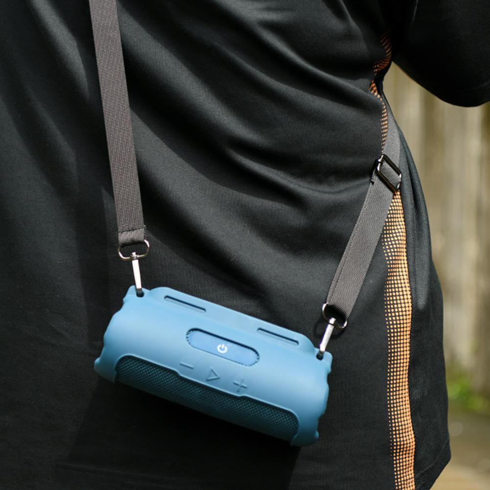 Silicone Case with Shoulder Strap Portable Travel Soft Cover Silicone Protective Cover Shell for JBL Flip 7 Speaker