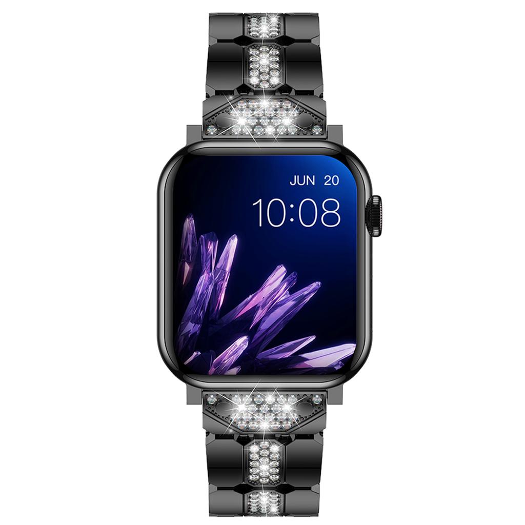 KALEBOL Rhinestone Watch Band for Apple Watch Series 11 10 42mm/9 8 7 41mm/SE3 SE2 SE 6 5 4 40mm/3 2 1 38mm Grid Block Zinc Alloy Strap