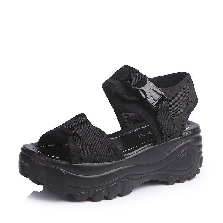 

2025 summer new thick-soled heightening casual women s shoes Velcro women s muffin student sports sandals women 40 чорний