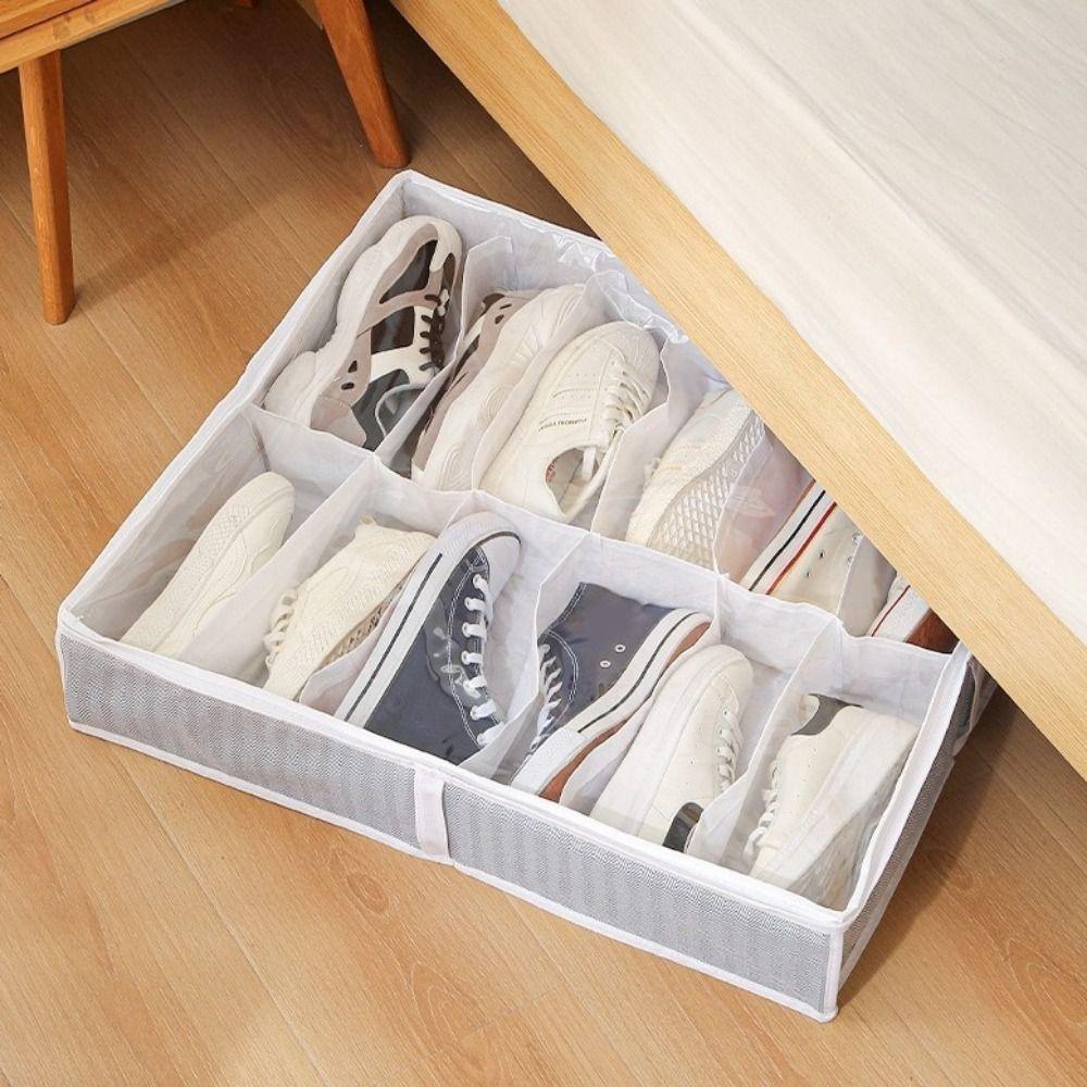 Non-woven Fabric Shoes Storage Bag 12 Grids Shoes Organizer Under Bed Shoe Storage Box  Closet