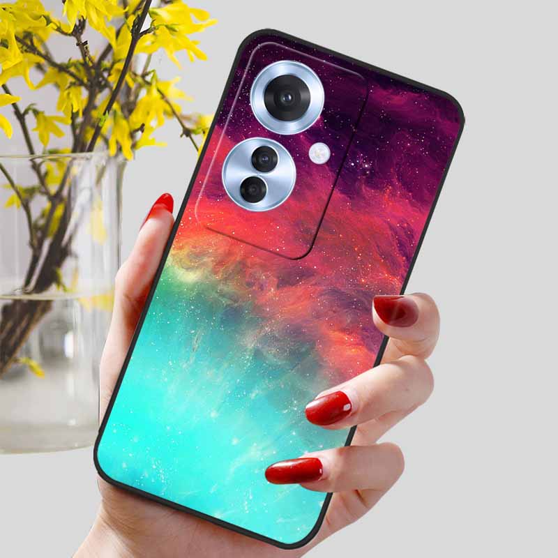 Phone Cover for OPPO Reno11 F 5G Case Black Silicone TPU Fashion Marble Print Shells for Oppo Reno 11F Protective Capa Soft Bags
