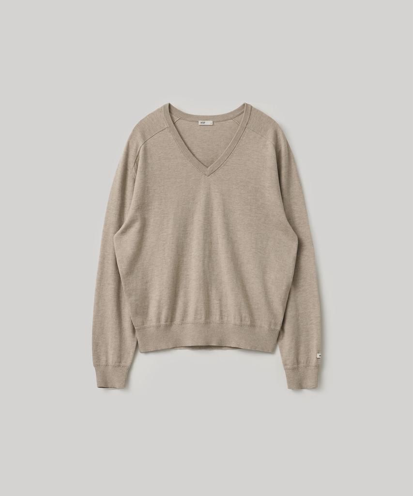 ANOTHER OFFICE WOMEN W. Peachskin V-Neck Pullover (Oatmeal)