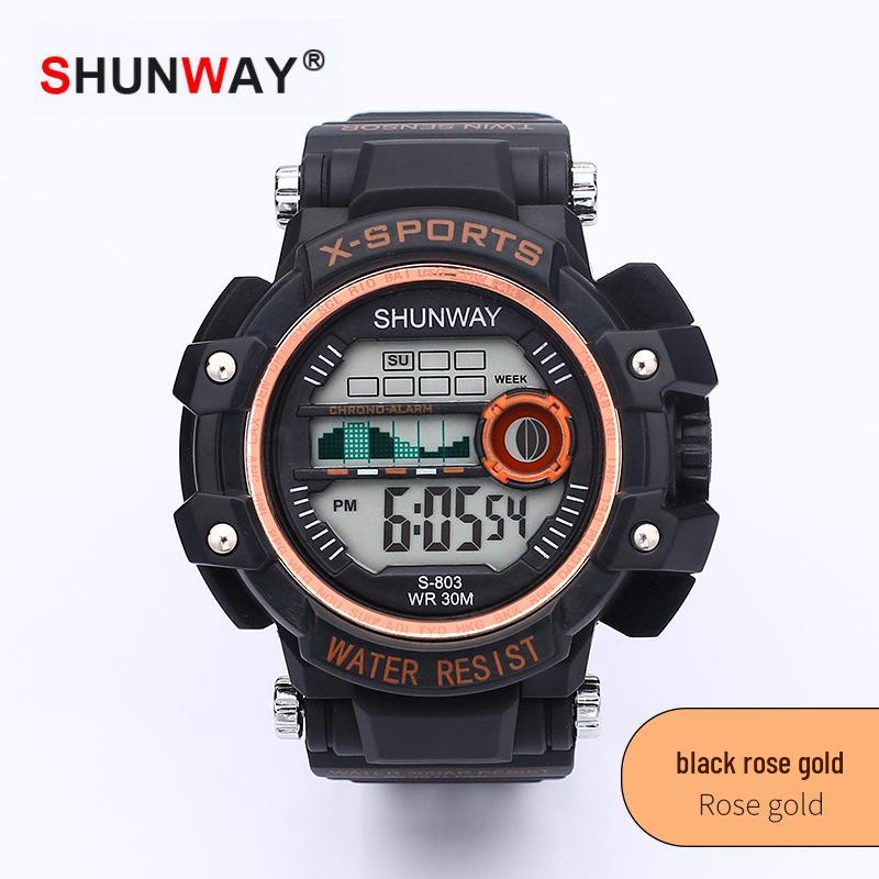 Ceas LED pentru tineret, luminos, rezistent la apă, cronograf sport multifuncțional