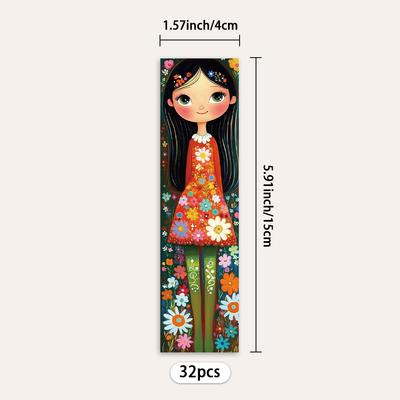 32pcs, Cute Girl Bookmarks, Suitable for Back-to-school Season, Christmas, Halloween, Teachers, Readers, Birthdays.