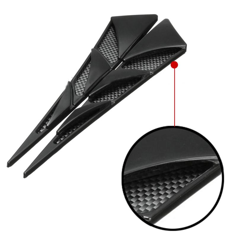 2Pcs Black Cars Auto Vehicle Tuning Air Flow Intake Scoop Bonnet Vent Cover Hood Trim Decoration Exterior Accessories Universal
