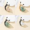 Vintage Silver Gold Alloy Snail Shell Brooch With Natural Shell Embellishments For Couples Gift