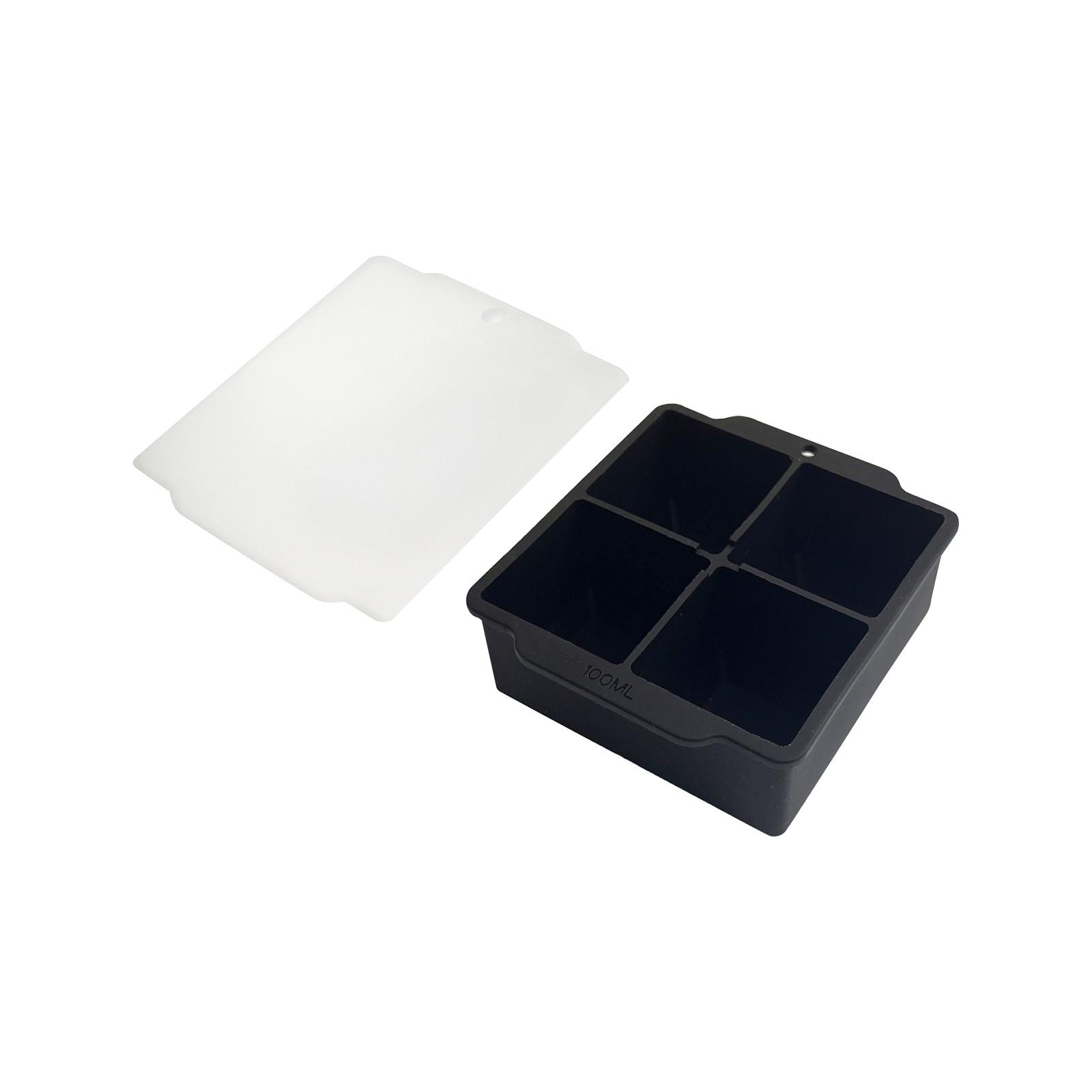 Square Silicone Ice Cube Tray with Lid Food Grade Flexible Silicone Ice Mold for Large Ice Cubes Durable Nonstick Ice Maker One Size чёрный
