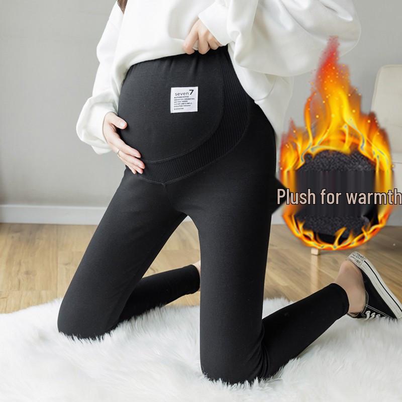 In-Stock Maternity Leggings: Soft, Warm Cotton, Plus Velvet, Elastic Fit for Spring, Autumn & Winter
