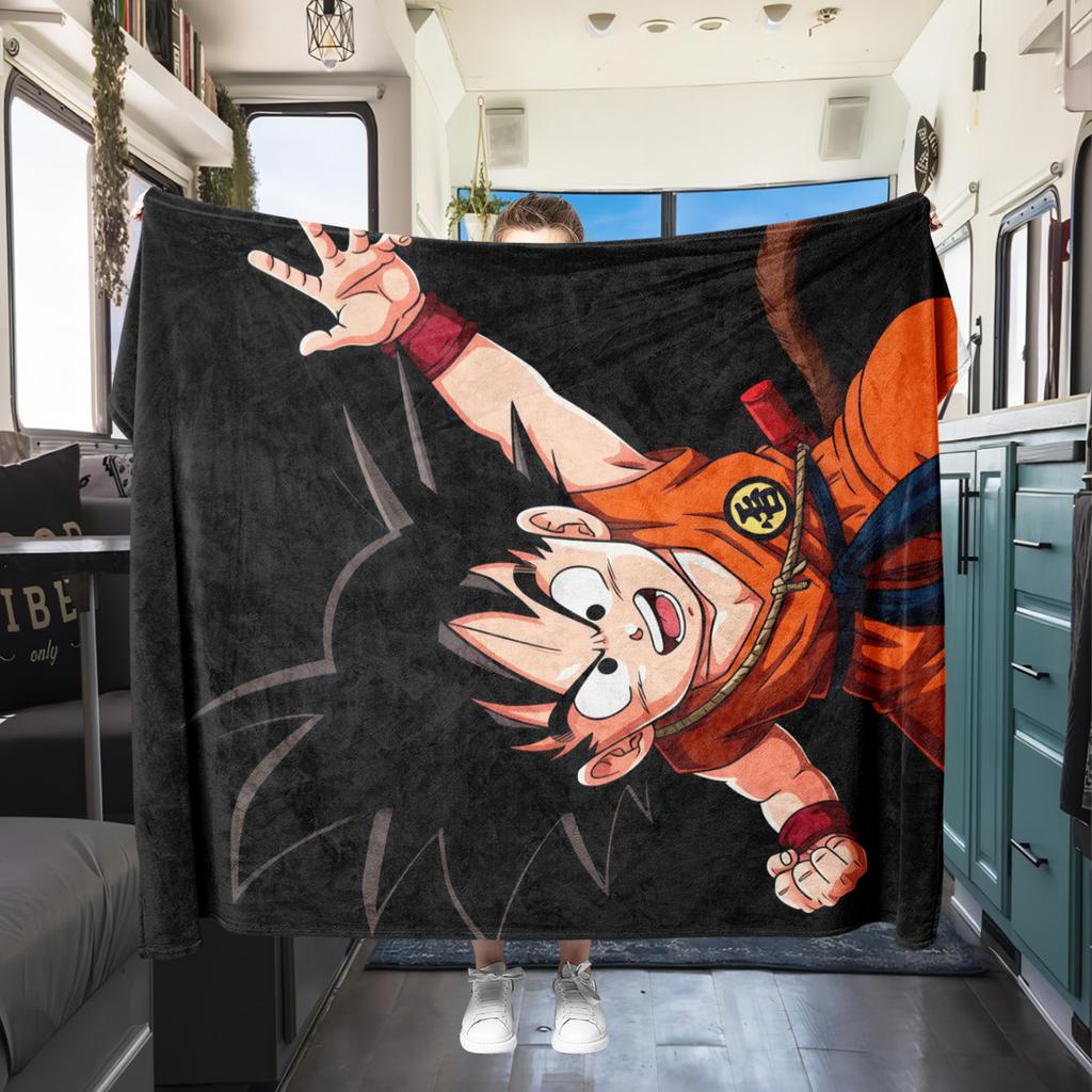 1PC Son Goku  Print Flannel Blanket, High Quality All Seasons, Home Decor, Warmth and Comfort, Perfect for Christmas Gifts