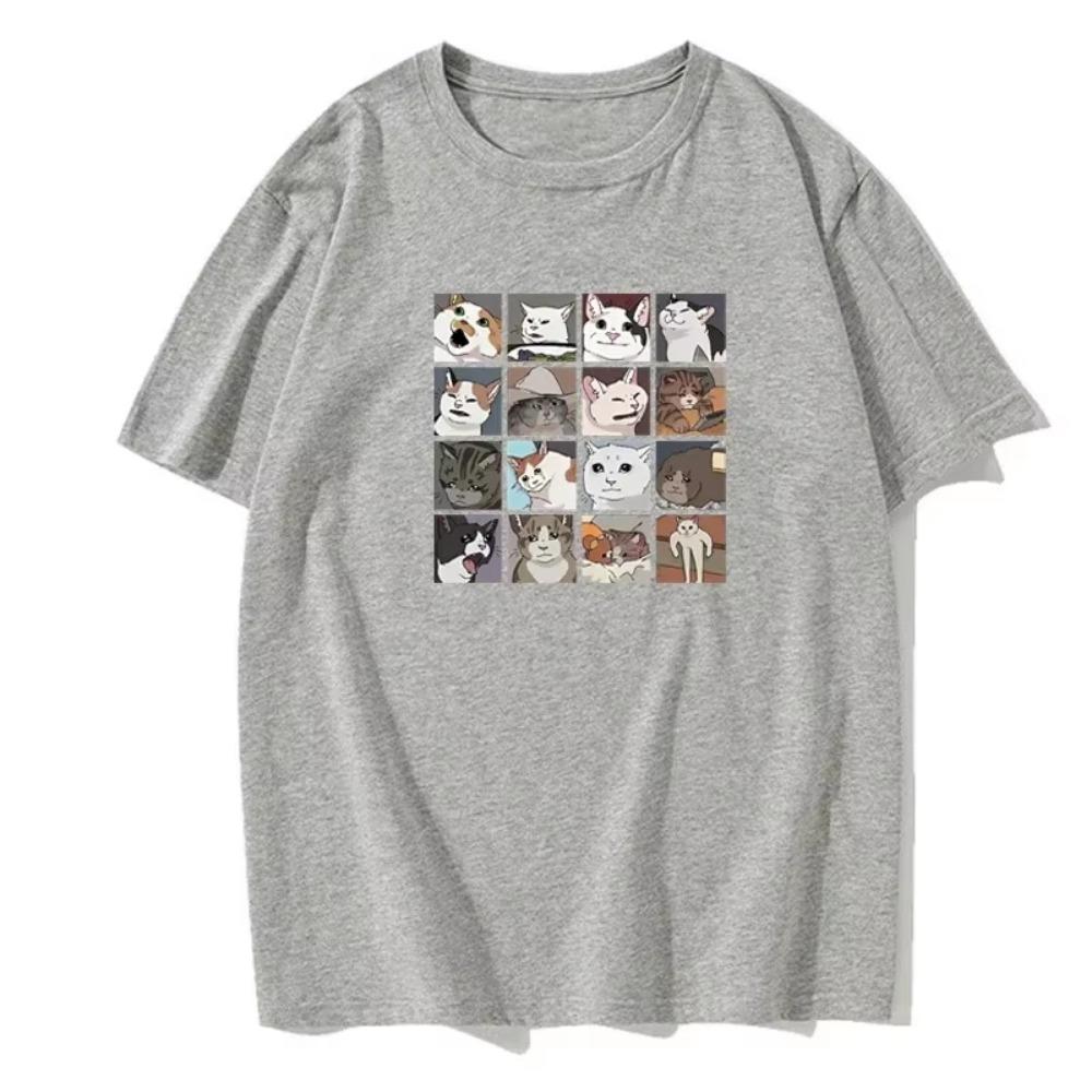 Meme Cat Puzzle Creative Printed Men's T-Shirt Beach Breathable Funny Clothing European Size Casual Cotton Top Short Sleeve