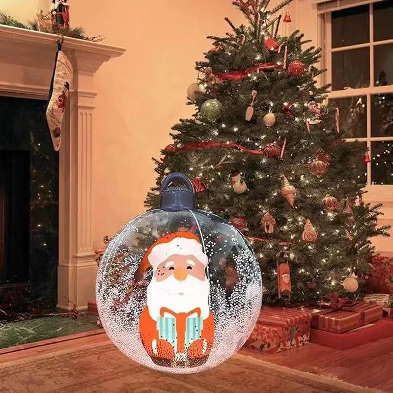 60cm Transparent Giant Balloon Inflatable Christmas Ball with Lights PVC Inflatable Decorated Ball Christmas Ornaments