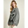 Oversized Fluffy Wolf Jacquard Knit Sweater Women Loose Fit Drop Shoulder Long Sleeve Winter Top