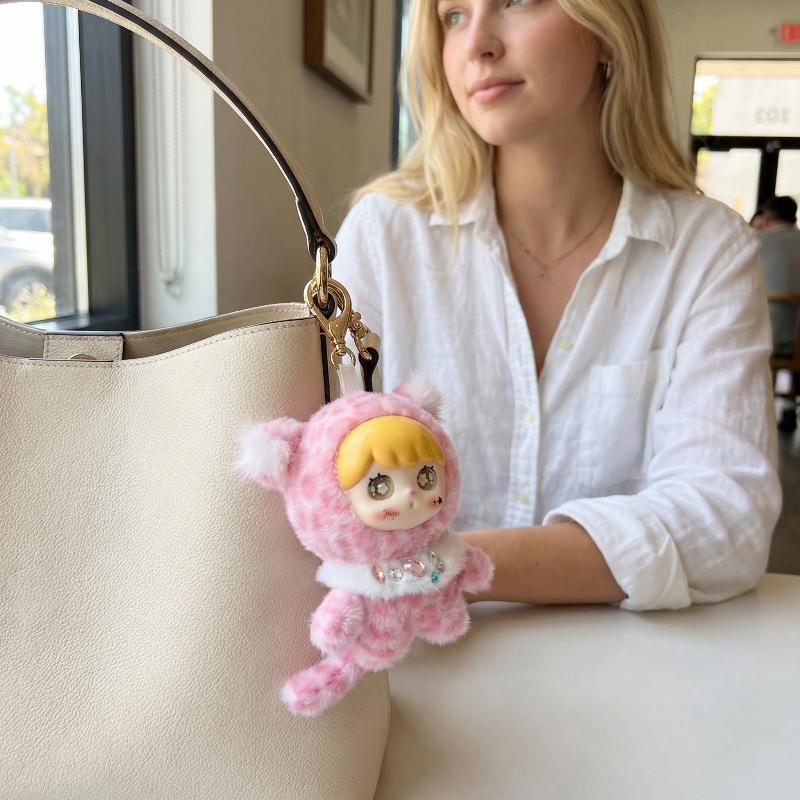 Cute Leopard Print Plush Vinyl Doll Keychain Stuffed Toy Pendant Backapck Hangings Gifts