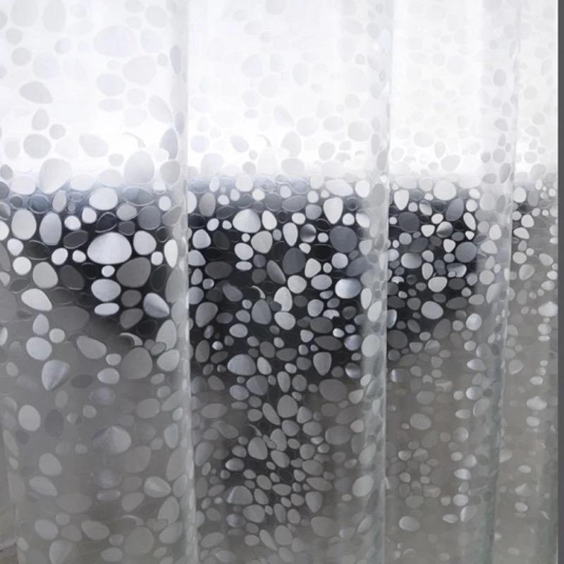 3D Translucent Shower Curtain Waterproof Mildew EVA Bath Curtains Bathroom Curtain with Hooks