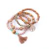 4Pcs Unisex Fashion Wooden Beads Tassel Strand Bangle Bracelet Jewelry Gift