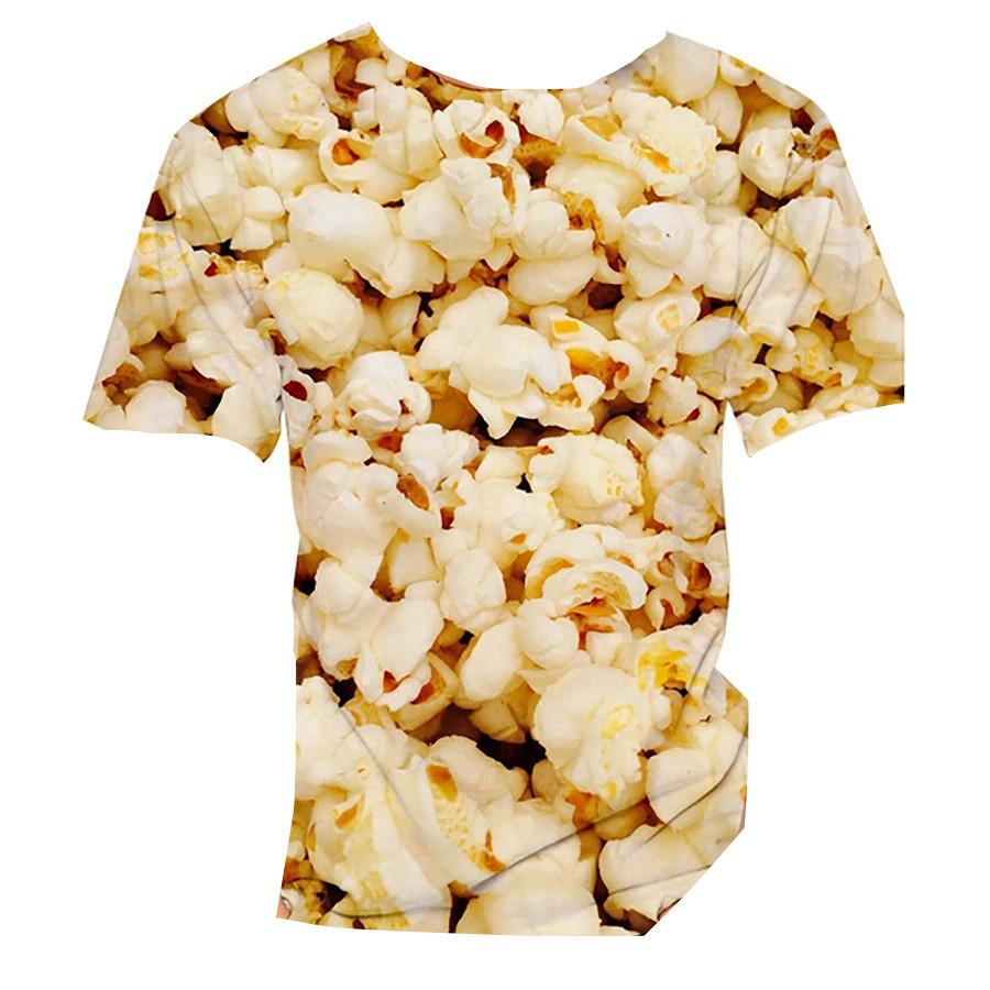 Kids 3D Popcorn Food Print Round Neck Short Sleeve T Shirt Oversized Outdoor Daily Casual Top