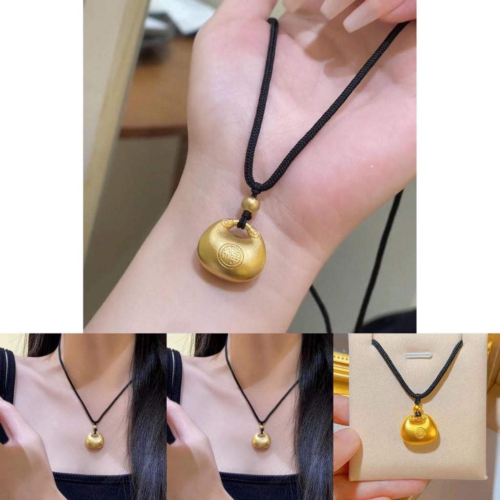 Popular Black Lucky Fat Pendant Necklace For Women Stylish And High-end Geometric Design Alloy Material