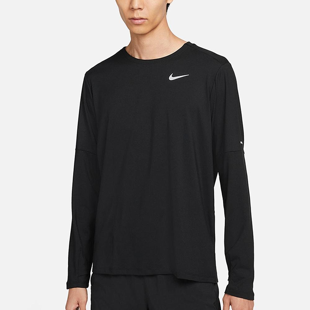 Nike Reflective Logo Slim Fit Printed Running Training Long Sleeve T-Shirt Men Tops Black DD4755-010