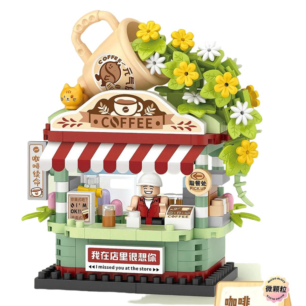 House Building Blocks Household Appliance Dessert Store Street View Snack Children's Toys Boys Girls Gifts Compatible With