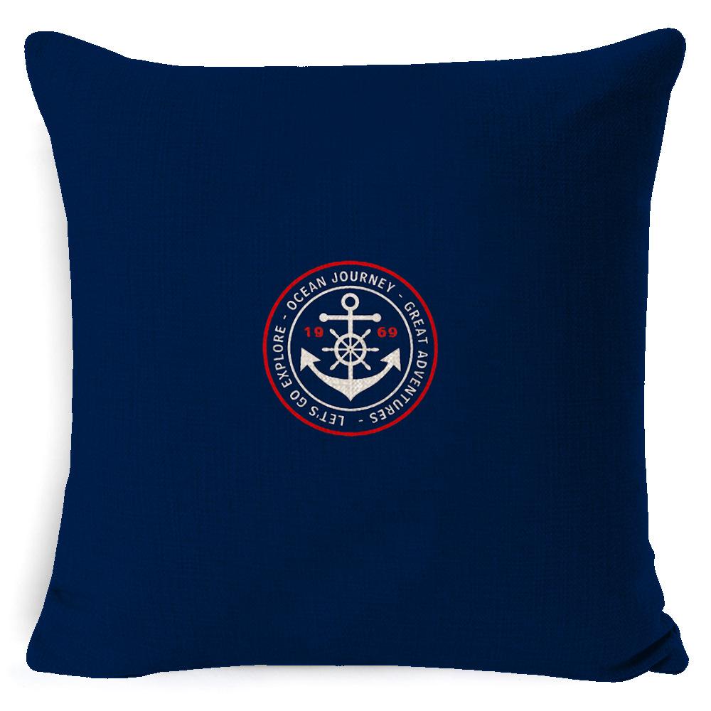 Cushion Cover Ocean Anchor Linen Pillow Cover Simple Sailing Sofa Living Room Pillow Cover Premium Durable Quality