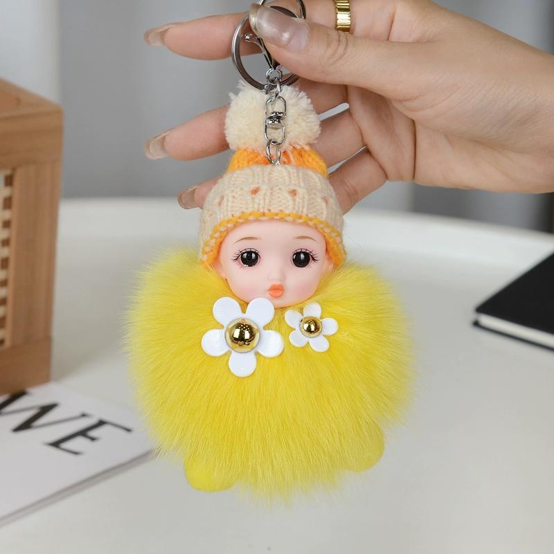 Cute Cute Fun Real Fox Hairball Doll Keychain Car Book Bag Pendant Children's Hairstyle Pendant