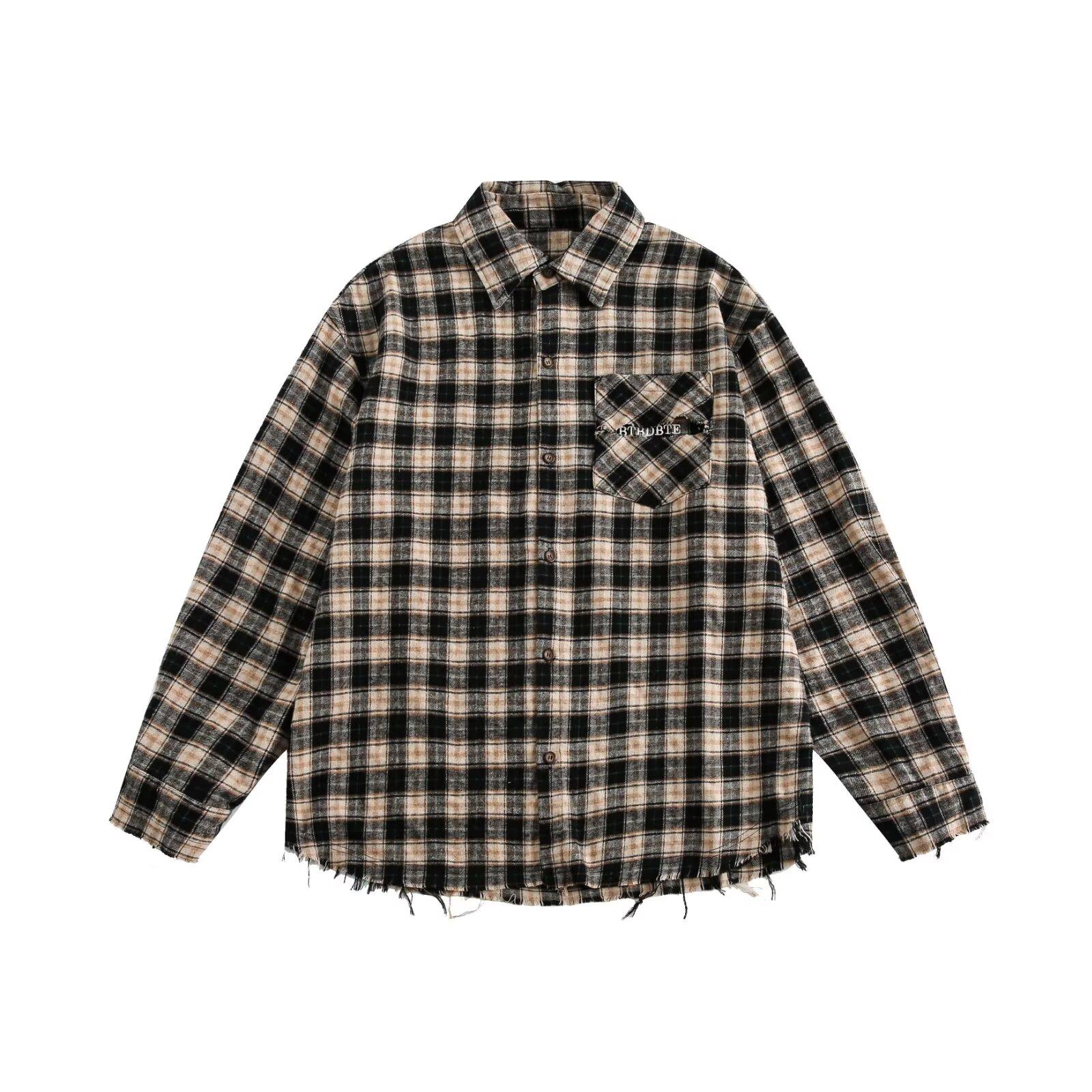 

Рубашка с длинным рукавом с буквенным принтом 2024 года в японском стиле в стиле Гонконга, свободная рубашка для мальчиков, летнее модное универсальное повседневное пальто 2XL чёрный