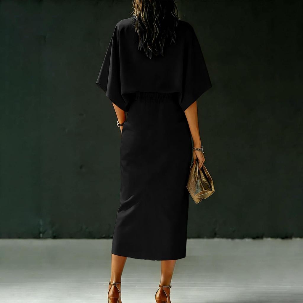 Damen Elegantes Ärmelloses Rundhals-Oberteil und High-Waist-Rock Zweiteiliges Set