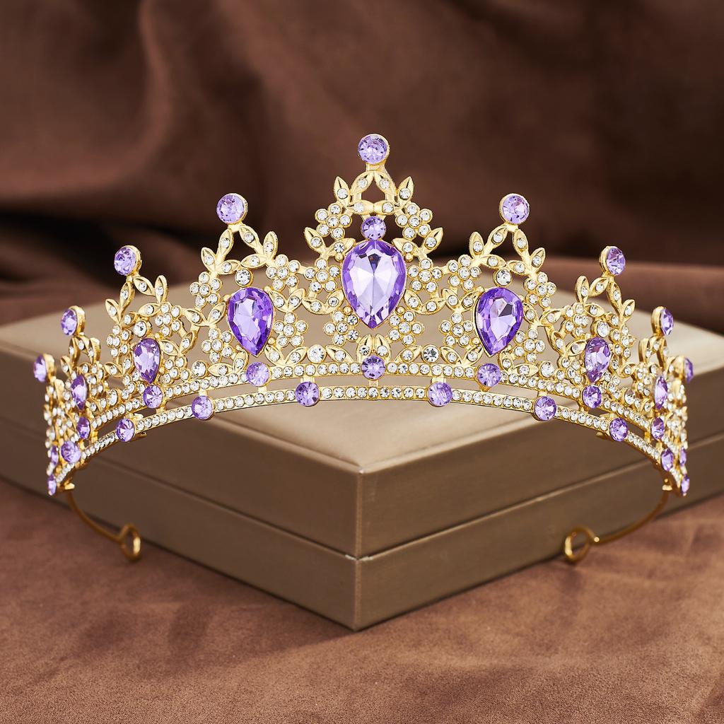 Couronne de mariée européenne et américaine, bandeau en strass coloré, couronne en alliage baroque, accessoires pour robe de mariée, accessoires pour cheveux