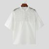 INCERUN Men Summer Stand Neck Short Sleeve Lace Patchwork Casual Party T-shirt Tops