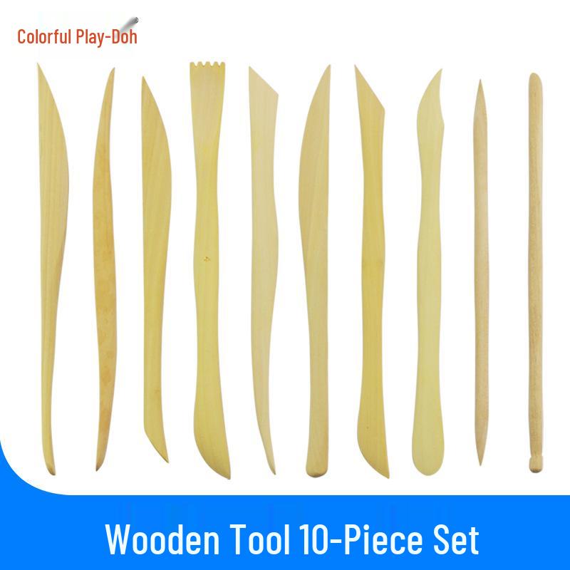 10-Piece Wooden Knife Set for Polymer Clay and Oil Clay Sculpting
