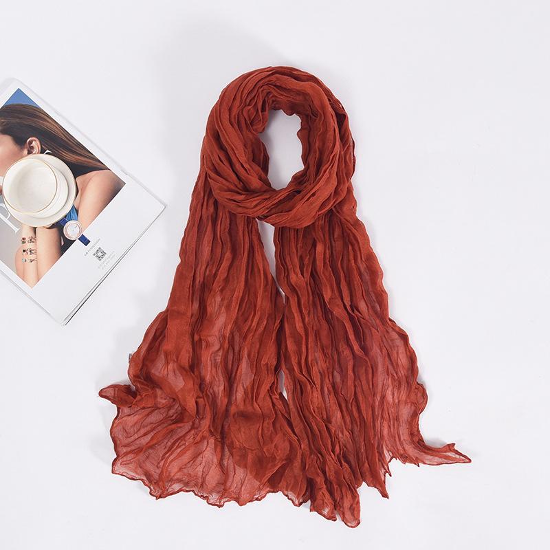 90x180cm Candy Color Wrinkle Women Scarf Vintage Fashion Retro Long Scarf Female