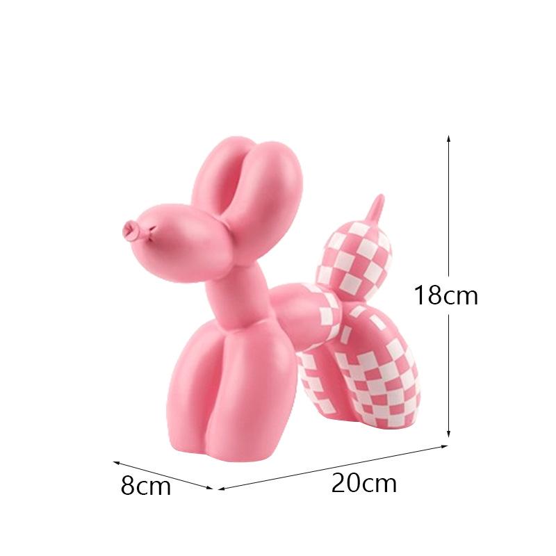 Plaid Balloon Dog Ornaments: Black & White Resin Decor for TV Cabinets & Living Rooms