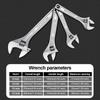 New High-Carbon Steel Adjustable Wrench Large Openin Long Handle Wrench Universal 6-12 Inch Heavy Duty Wrench