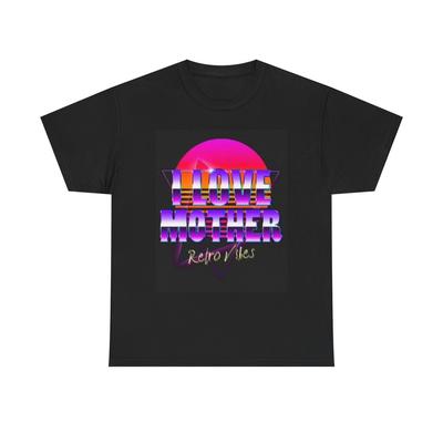 T-shirt Graphique I Love Mother Ambiance Rétro Unisexe Coton Lourd