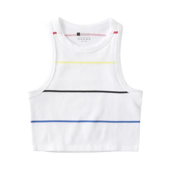 

Женская полосатая майка без рукавов с круглым вырезом, облегающий жилет, летний ребристый L