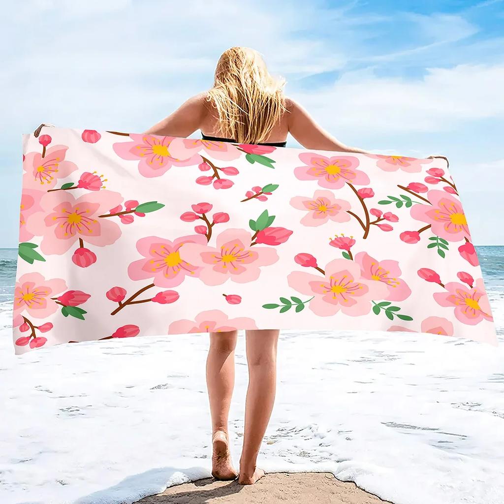 Plum Blossom Beach Towels,Oversized Travel Beach Towels Blanket Sand Free Quick Dry Absorbent Portable Pool Towels Bath Towel