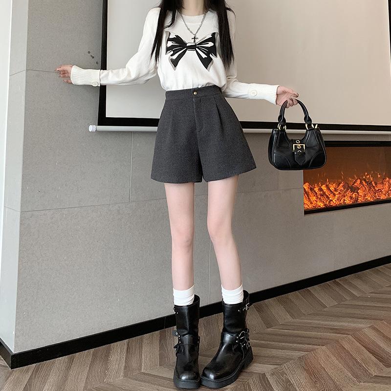 Shorts Women's Winter New High Waist Wide Leg Pants Solid Color Boots Simple Casual Pants