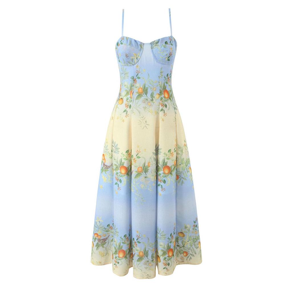 2025 Autumn European Style Women's Bohemian Resort Print Dress 7733