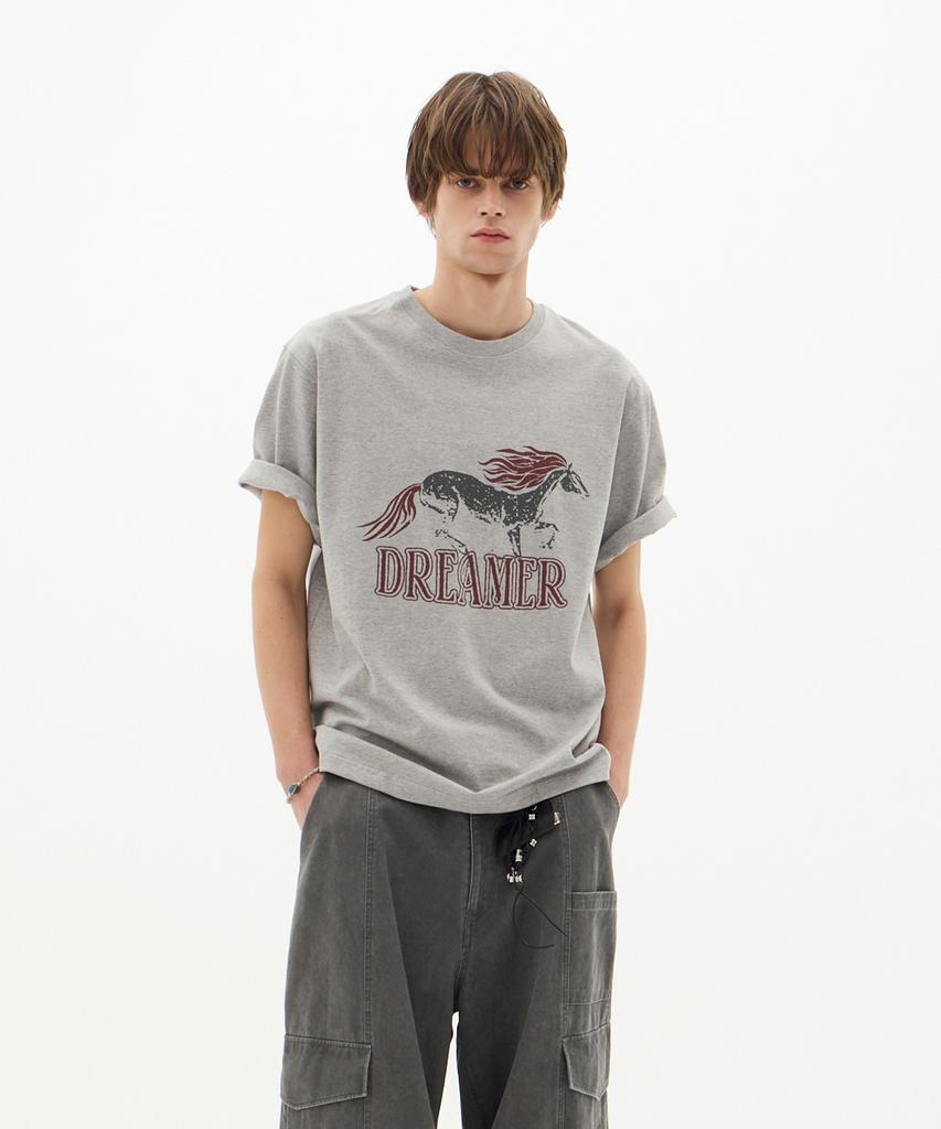 LEARVE Wild Dreamer Print T-Shirt Gray