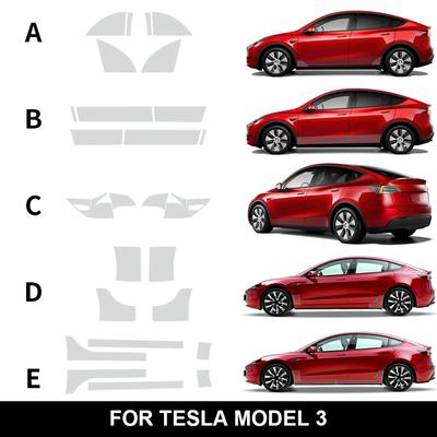 7.5mil Protective Film For Tesla Model 3 Model Y 2017- Highland 2024 Front Door Rear Door Extended Invisible Car PPF Lamp