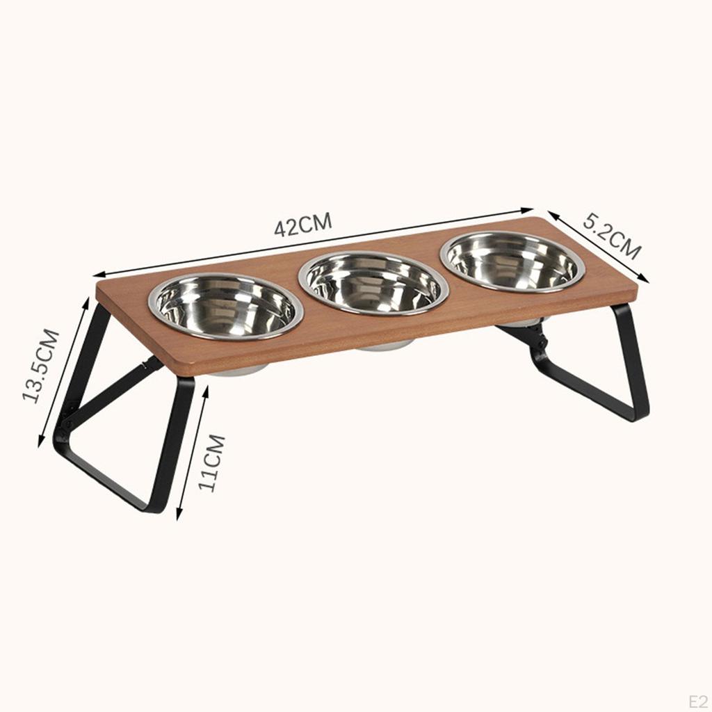 Cat Feeding Bowls Dishes Set of 3 Easy To Clean with Stand Feeder Anti Vomiting for Indoor