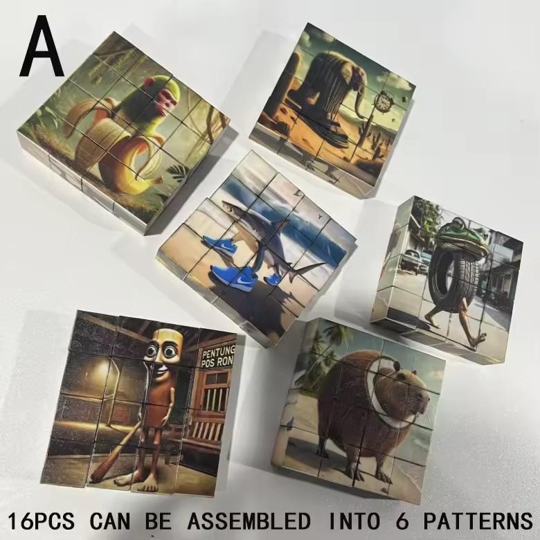 Tung Tung Tung Sahur Italian Brain Rot Animals Tralalero Tralala Shark Magnetic Building Blocks