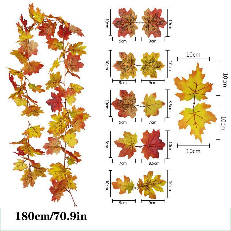 Autumn 180cm Artificial Fall Maple Leaves Garland Hanging Plant Home Party Decor