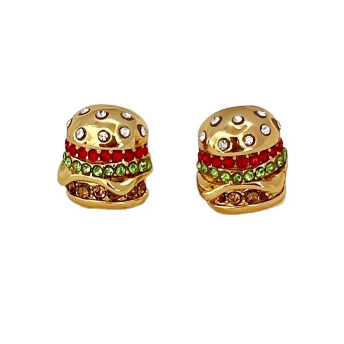 Childlike Hamburger Stud Earrings - Cute, Creative, Daily & Vacation Ear Accessories for Women