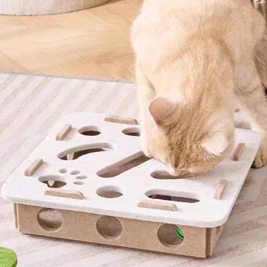 Cat Scratch Maze Toy Interactive Felt Maze Nail File Self-Play Maze Box with 3