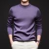 Herren-Wollpullover: Feinstrick, Business Casual, Unifarben, Verdickte Basisschicht, Vielseitig für Menschen mittleren Alters.