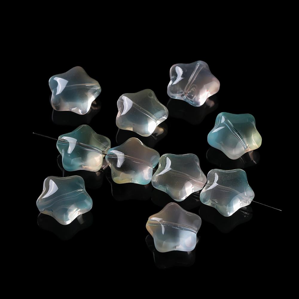10pcs Colored Star Shaped Beads Glass Spacer Loose Beads for DIY Phone Chains Necklaces Bracelets Crafts Jewelry Making Findings