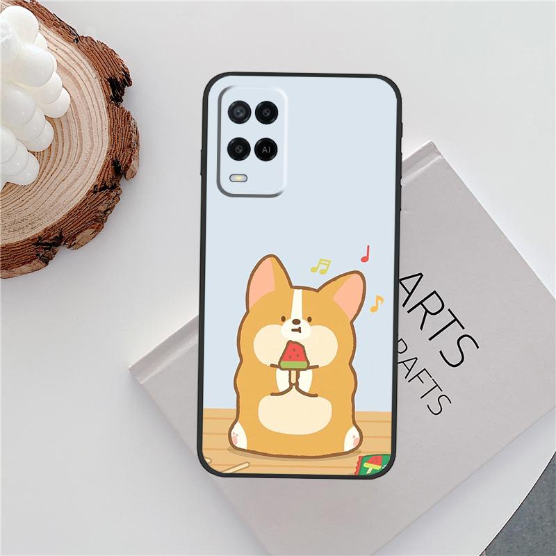 Cartoon Corgi Case For Oppo A60 A74 A94 A54 A18 A38 A58 A78 A98 A40 A80 A16 A76 A96 A15 A57S A17 A77 Cover